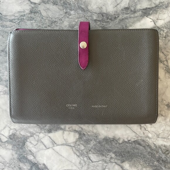 Celine Leather Multifunction Bi-fold Wallet Gray - Picture 1 of 9